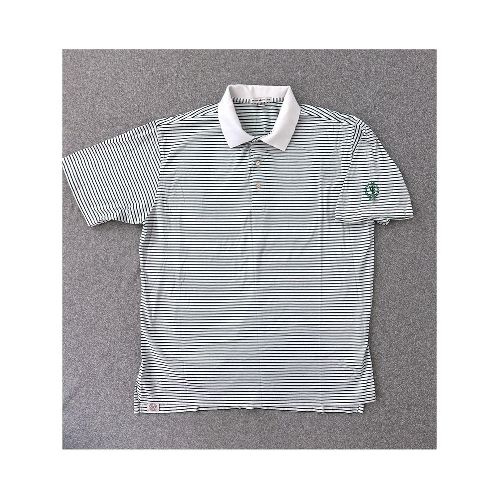 Peter Millar Polo XL White Cotton Striped Tualatin Country Club Heritage Golf 90